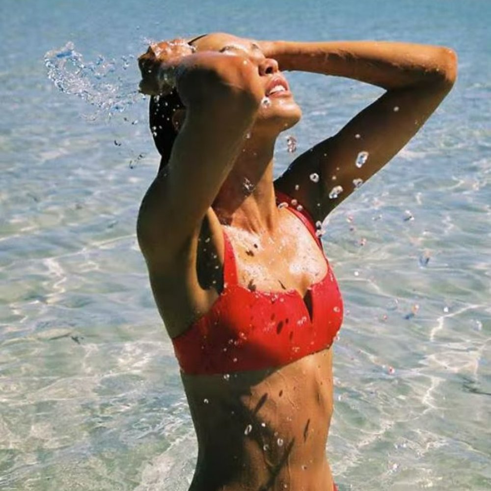 Vitamin A Red Ribbed Bikini Set - Picture 2 of 5